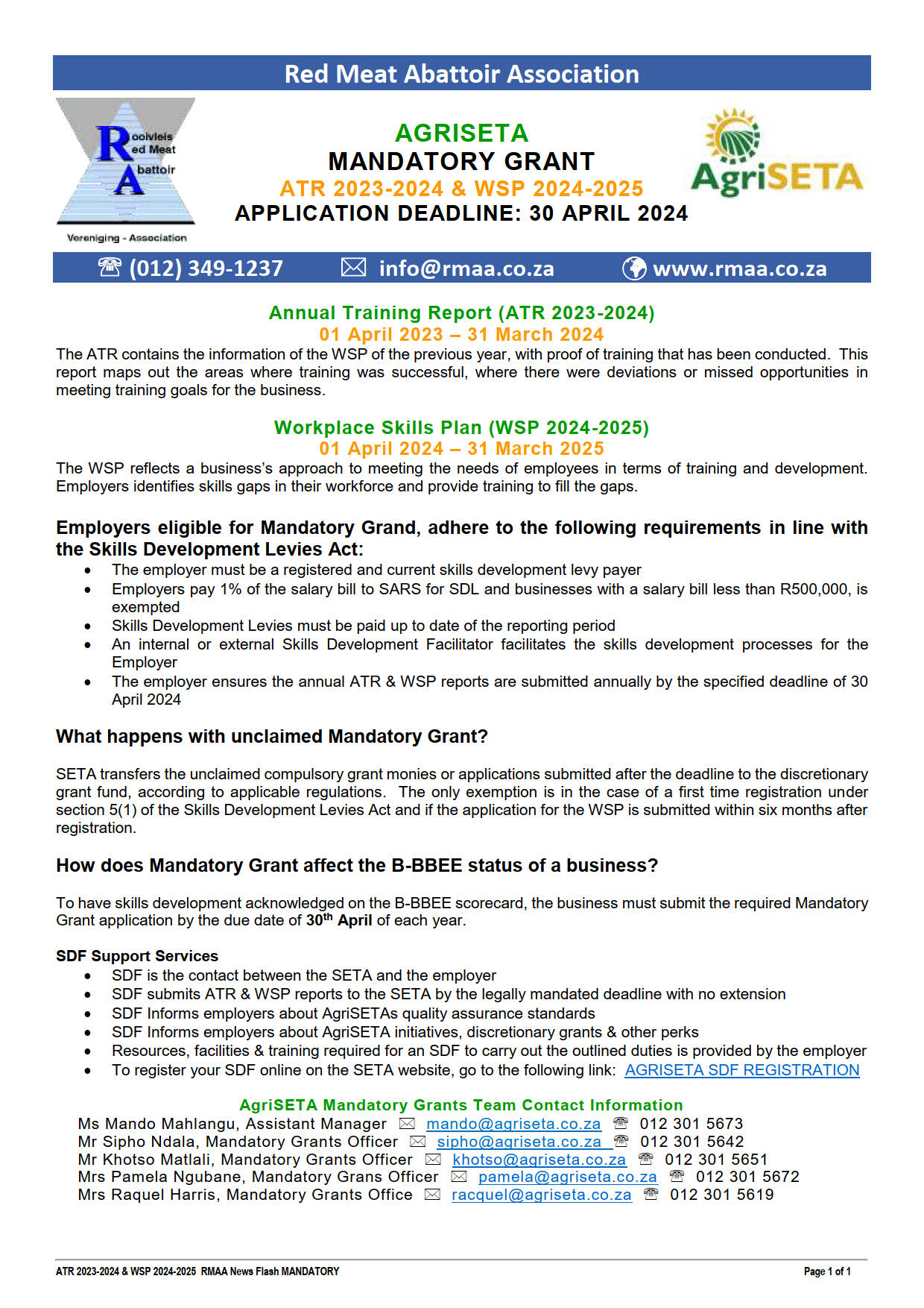 RMAA News Flash MANDATORY ATR 20232024 & WSP 20242025 RMAA/RVAV