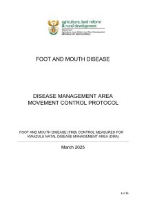 Gauteng Foot and Mouth Disease (FMD) Outbreak Alert