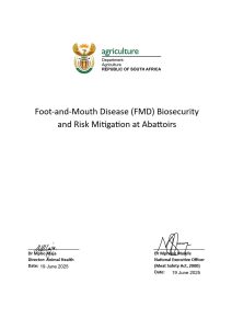 NEWSFLASH – DOA FMD Biosecurity and Risk Mitigation Measures at Abattoirs | Regulations