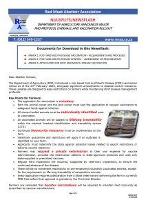 FMD Protocol Review and Vaccination Rollout