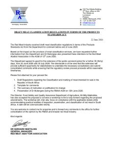 Draft Meat Classification Regulations  in Terms of the Products Standards Act